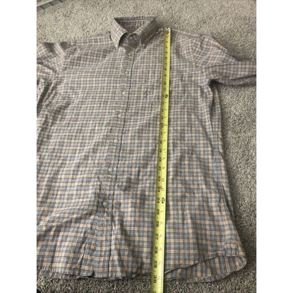 Proper Cloth Men's Button Down Shirt Size Medium Tan And Gray Plaid Cotton L/S - Picture 14 of 15